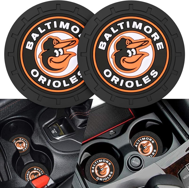 Kaleduo 2PCS Car Cup Holder Coaster,Auto Cup Holder Insert Coaster for Baltimore Orioles Baseball Fans, Non-Slip Car Drink Holder Mat, Interior Accessories, Baltimore Orioles - Image 1